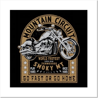 Retro Smoky Mountains Motorcycle Ride Posters and Art